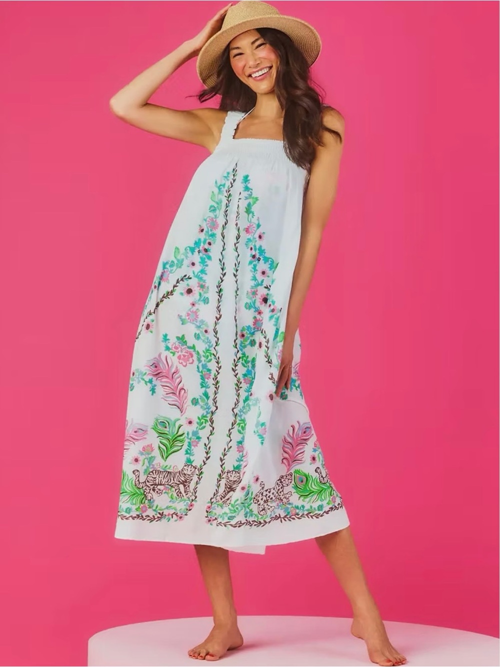 Lilly Pulitzer COLWIN MIDI COVER-UP *ROYAL ZOO* RESORT WHITE Small